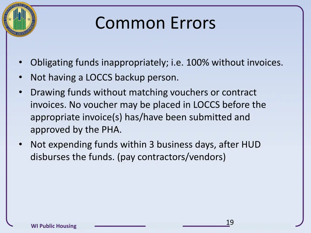 common errors