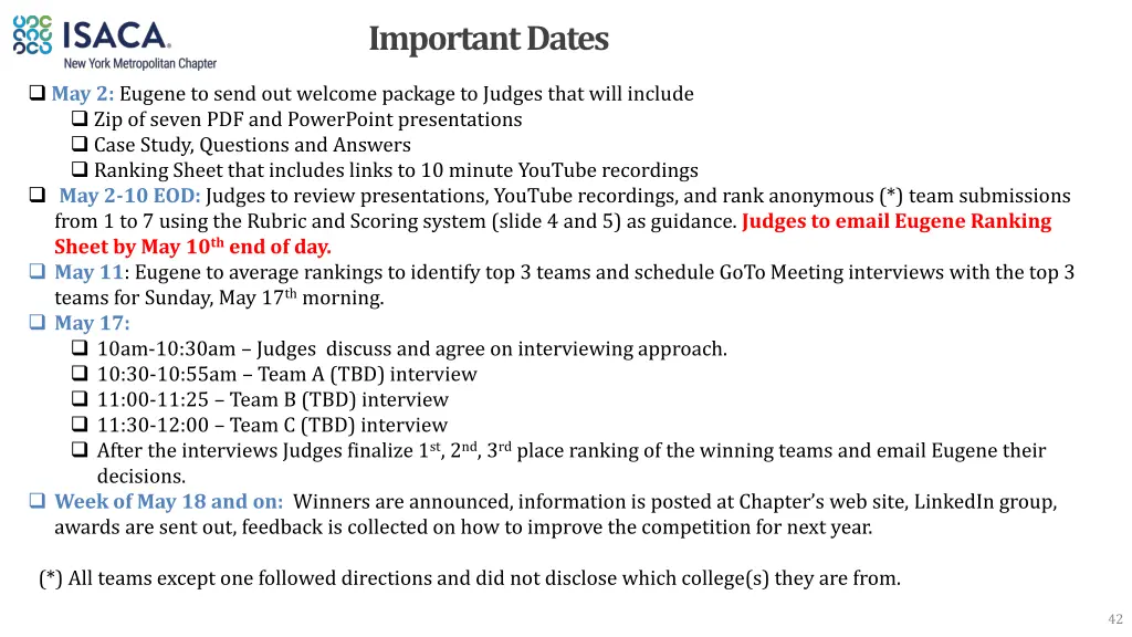 important dates 1