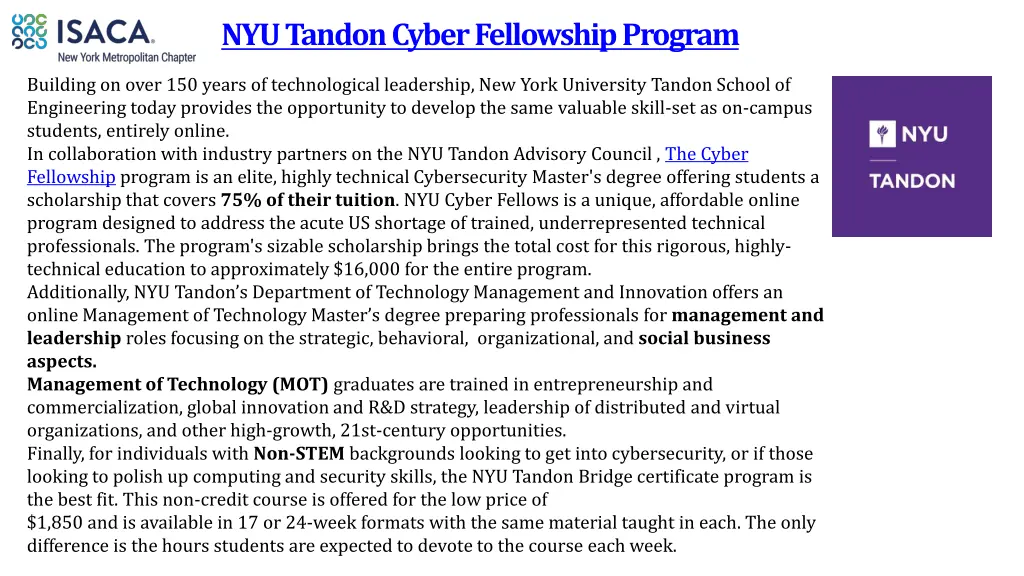 nyu tandon cyber fellowship program