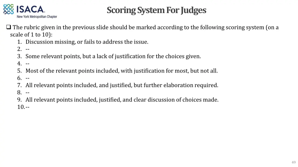 scoring system for judges