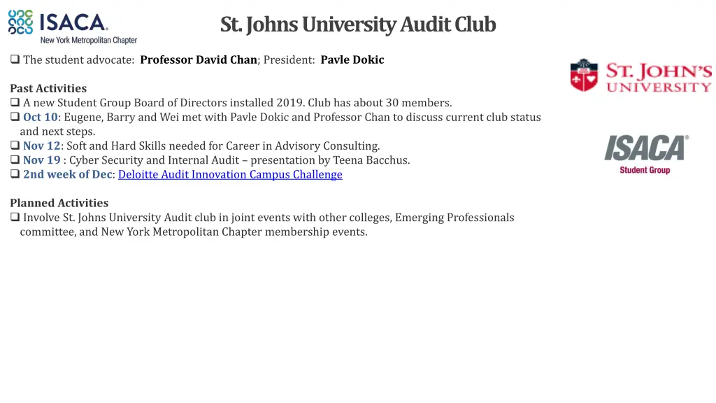 st johns university audit club