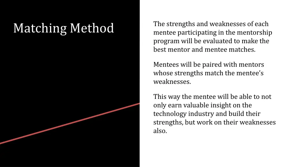 the strengths and weaknesses of each mentee