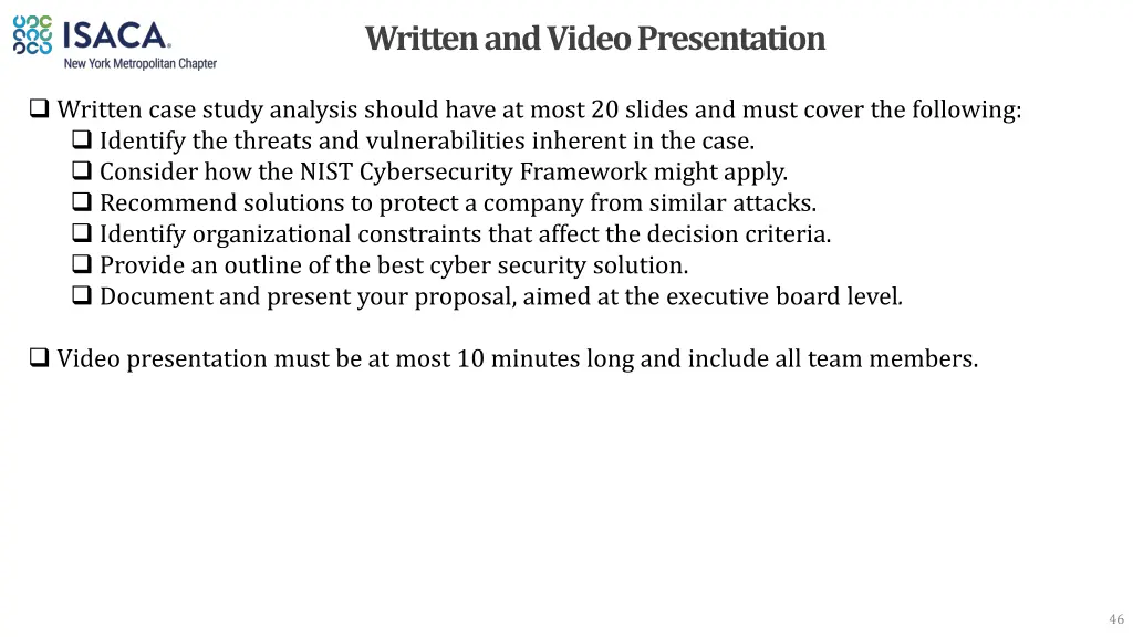 written and video presentation