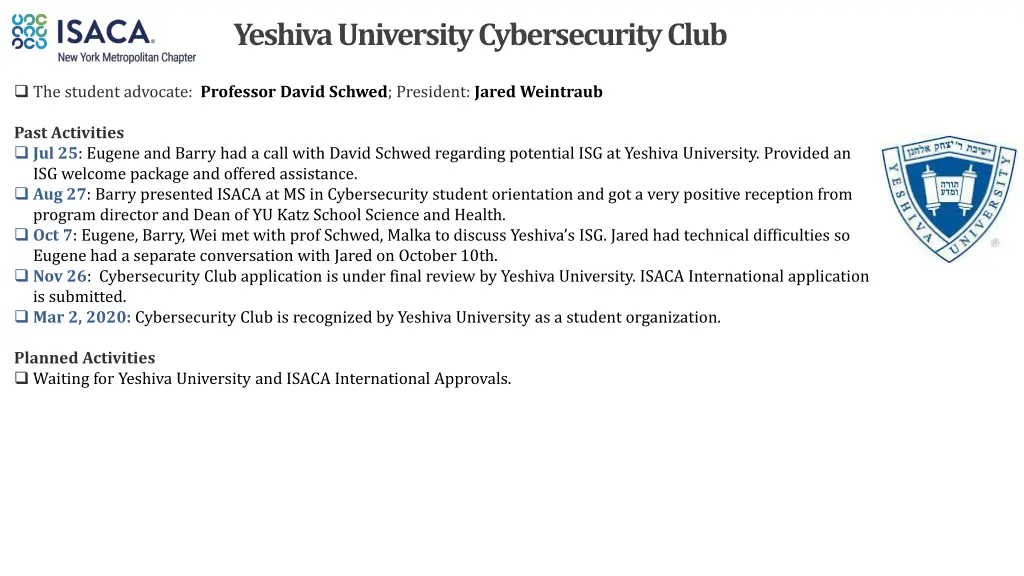 yeshiva university cybersecurity club