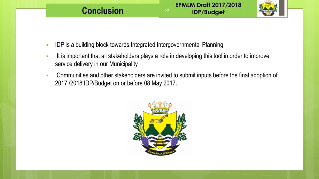 epmlm draft 2017 2018 idp budget 20