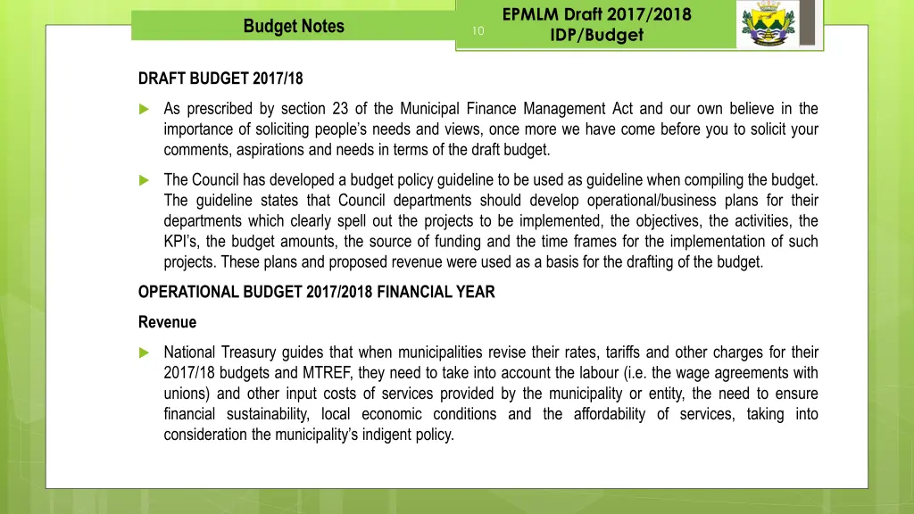 epmlm draft 2017 2018 idp budget 8