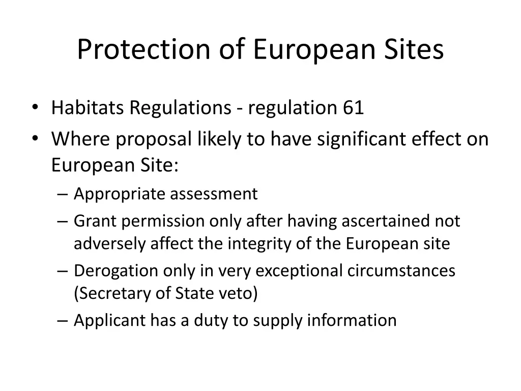 protection of european sites