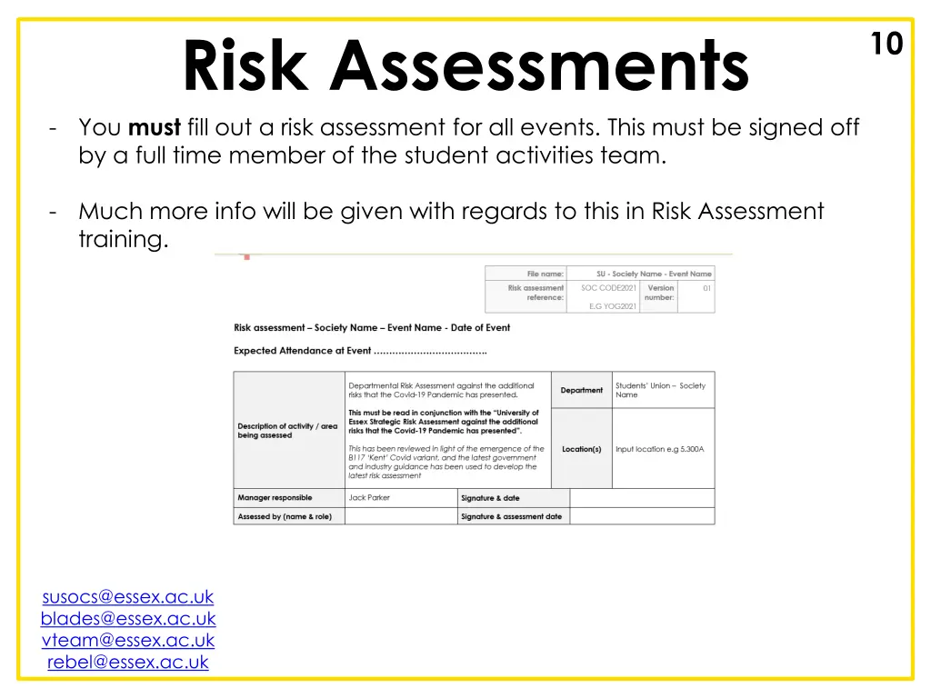 risk assessments you must fill out a risk