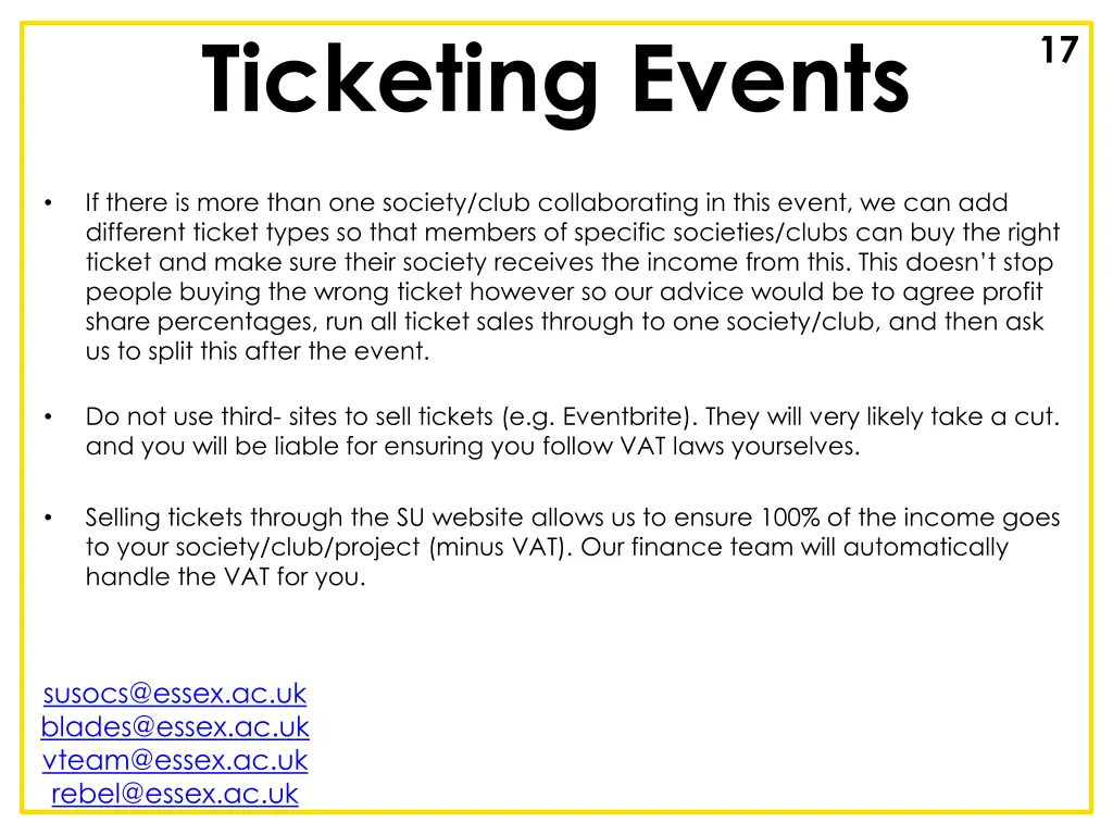 ticketing events