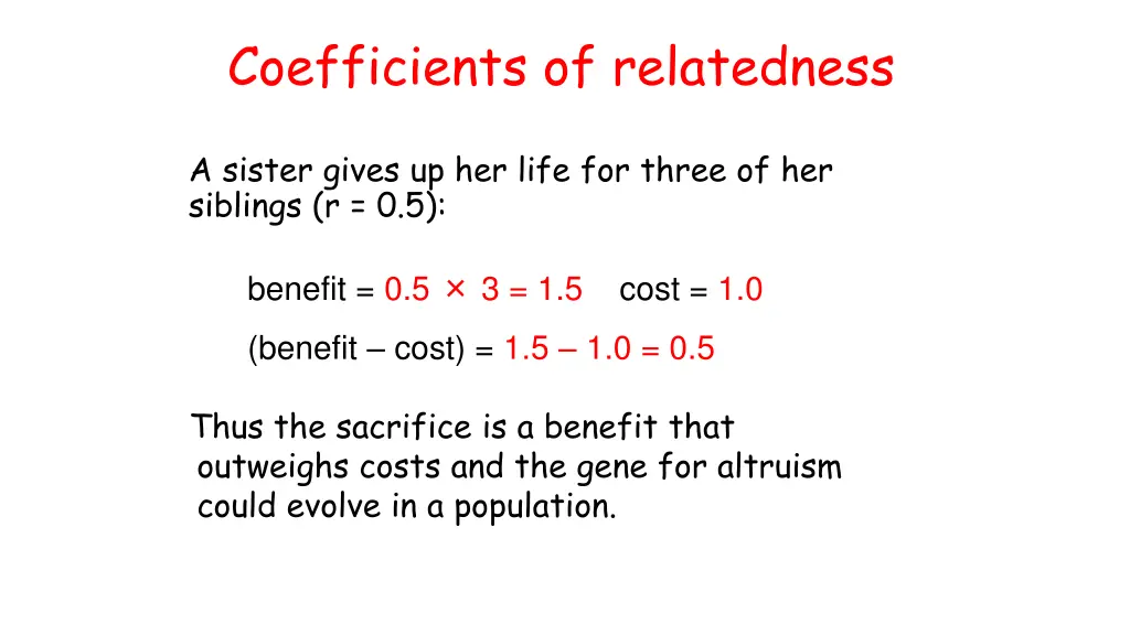 coefficients of relatedness 1