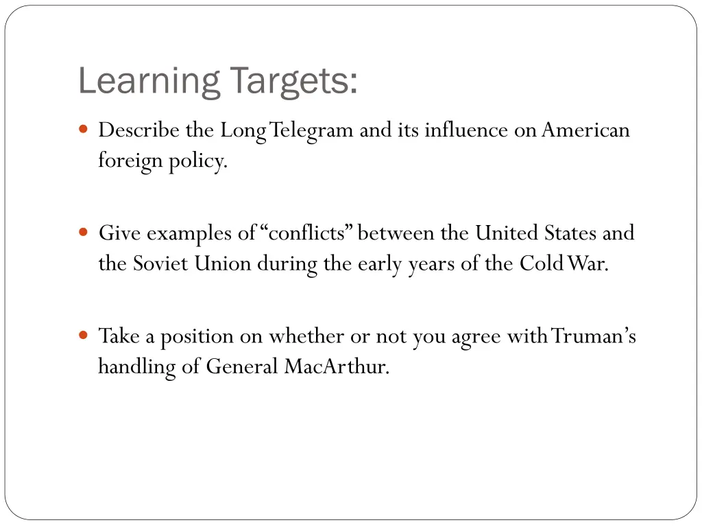 learning targets