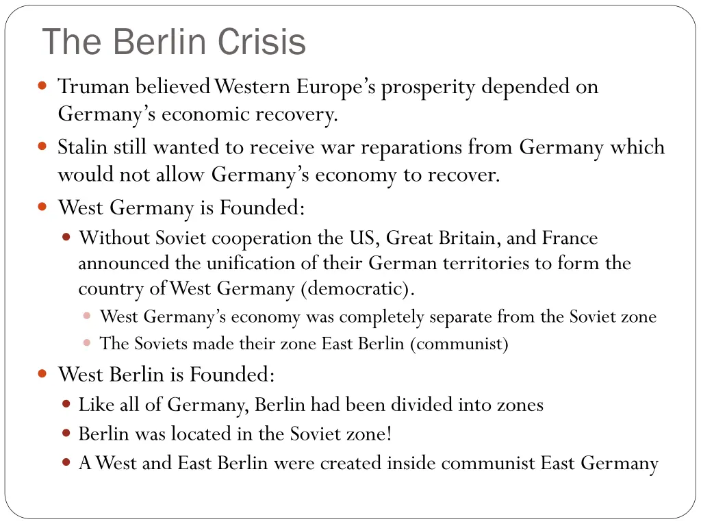 the berlin crisis truman believed western europe