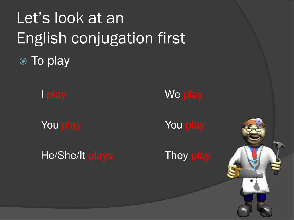 let s look at an english conjugation first