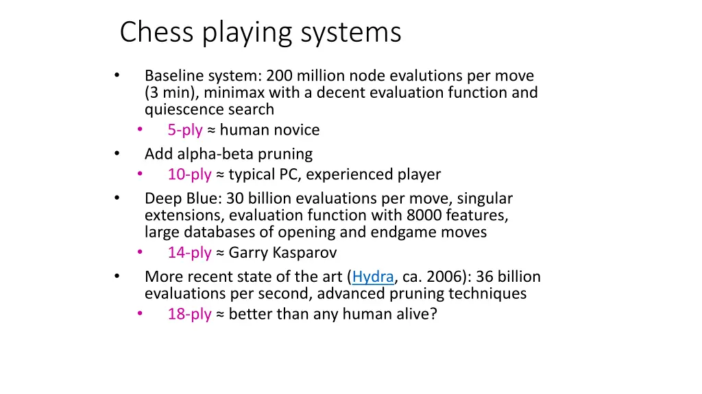 chess playing systems