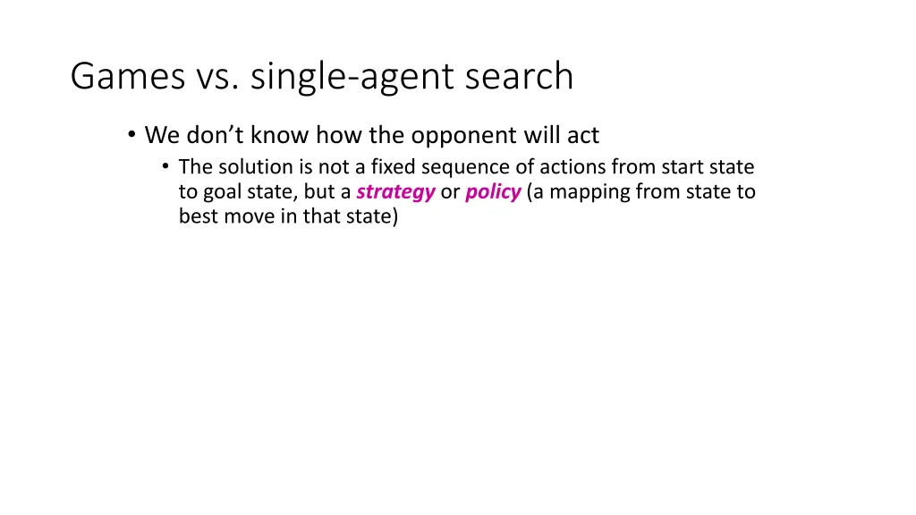 games vs single agent search 1