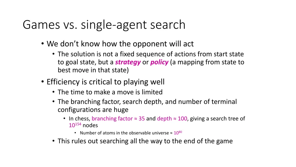 games vs single agent search 2