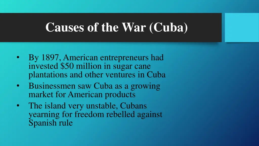 causes of the war cuba