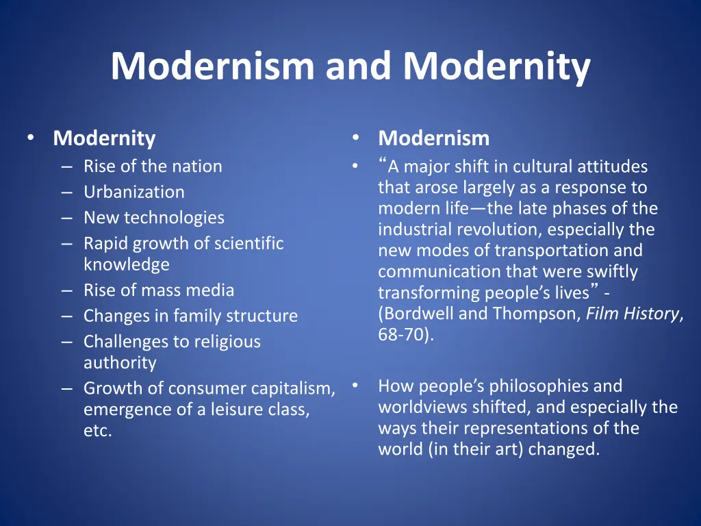 modernism and modernity