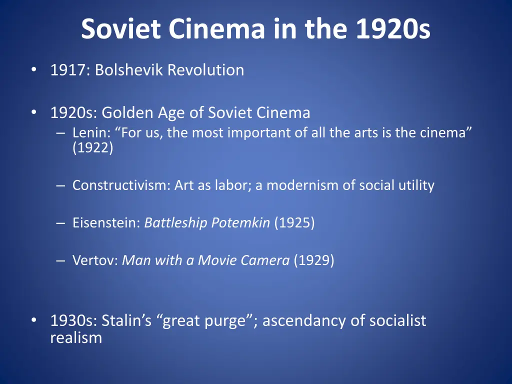 soviet cinema in the 1920s