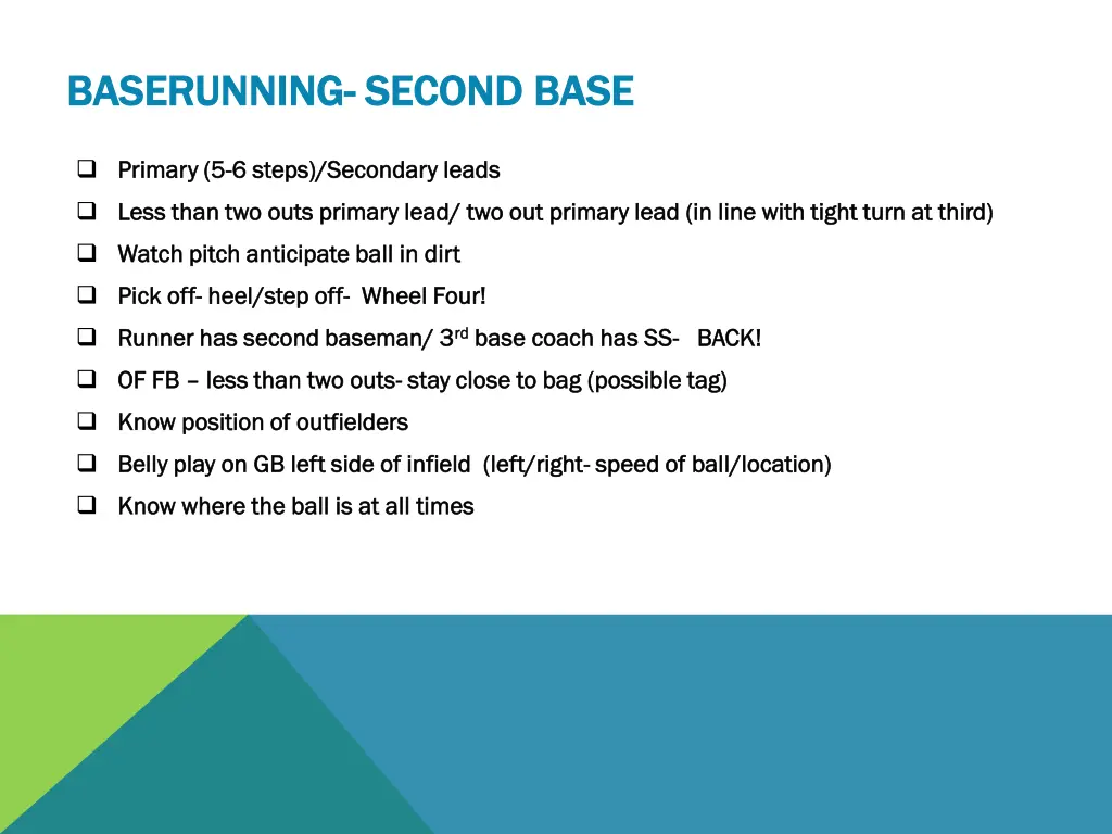 baserunning baserunning second base