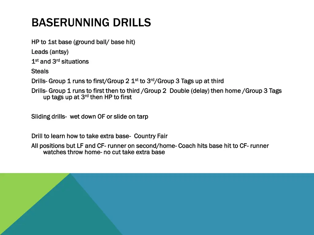 baserunning drills