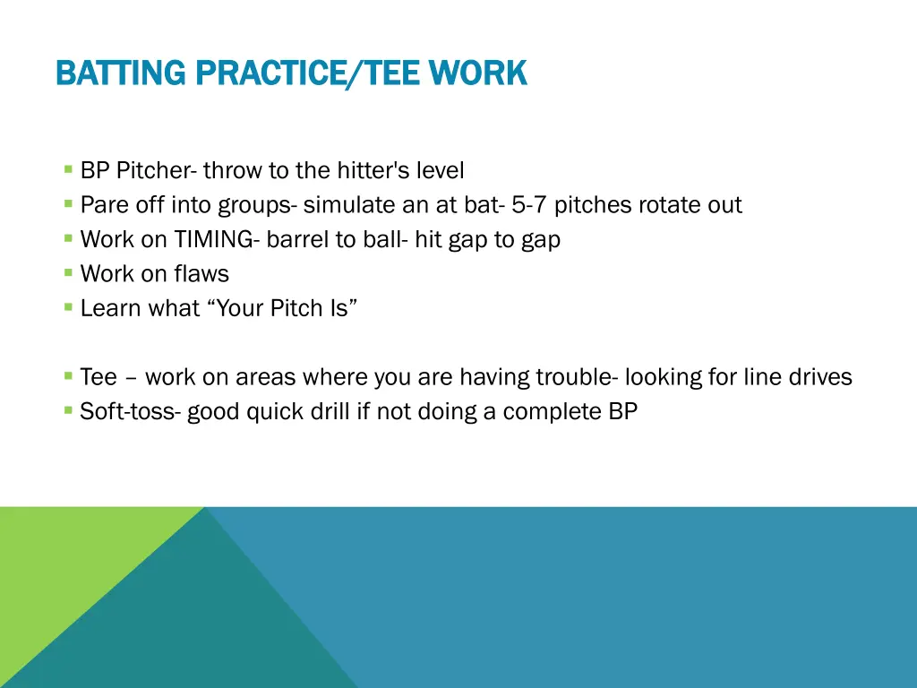 batting practice tee work batting practice