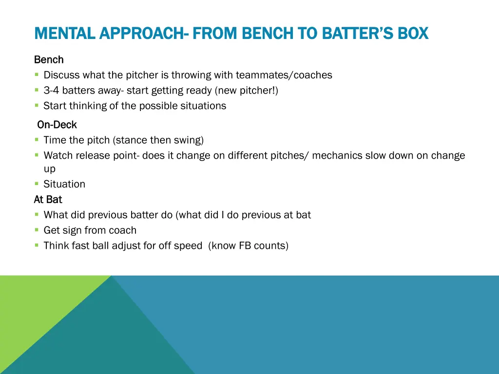 mental approach mental approach from bench