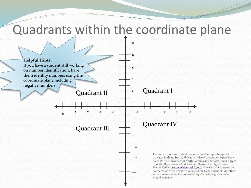 quadrants within the coordinate plane