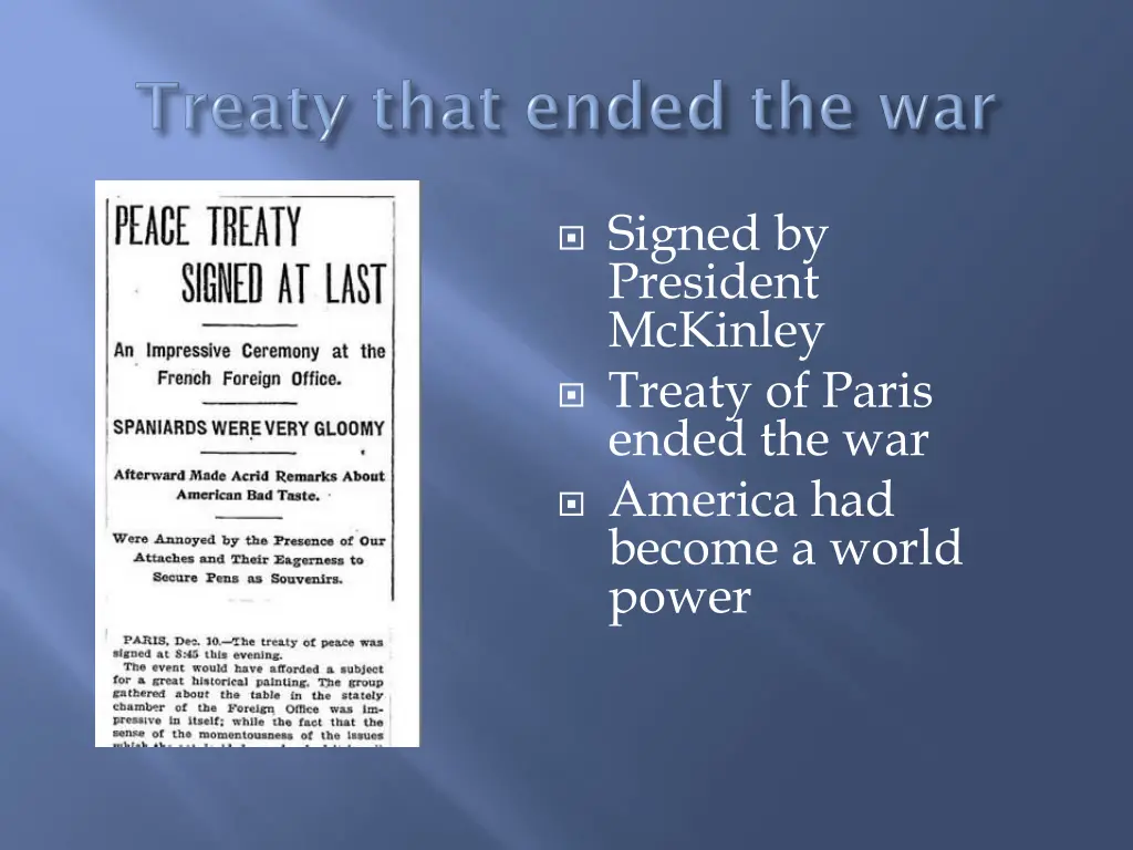 signed by president mckinley treaty of paris