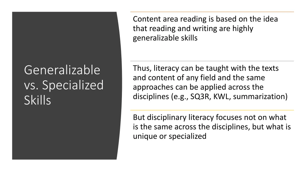 content area reading is based on the idea that