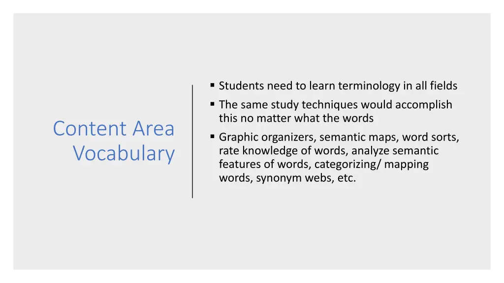 students need to learn terminology in all fields