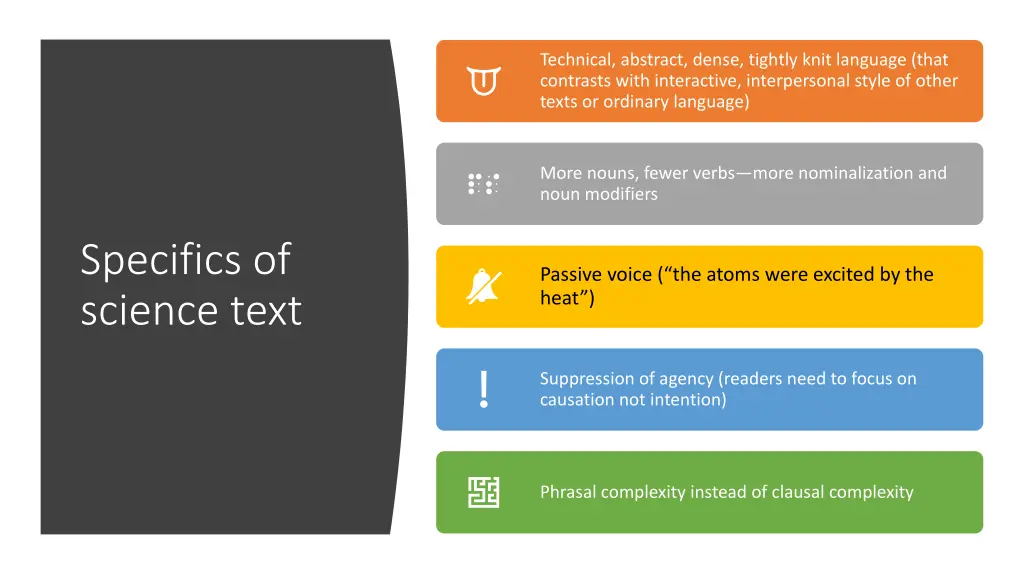 technical abstract dense tightly knit language