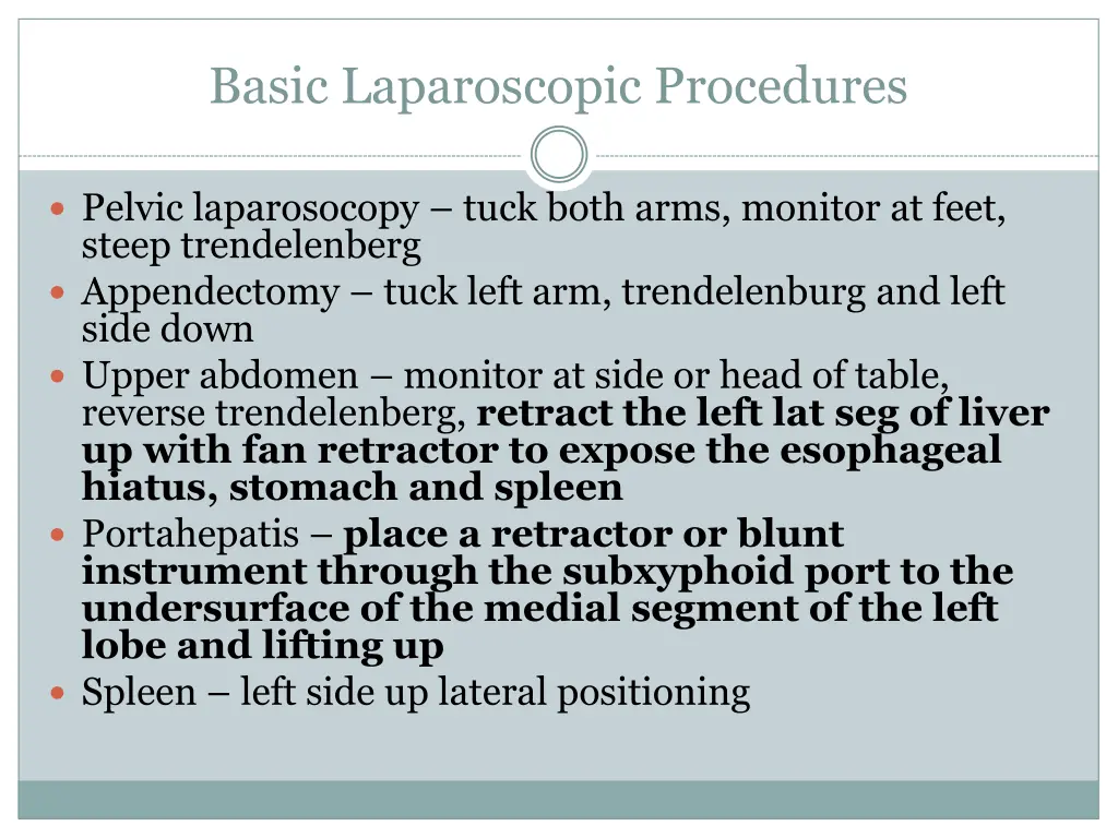 basic laparoscopic procedures