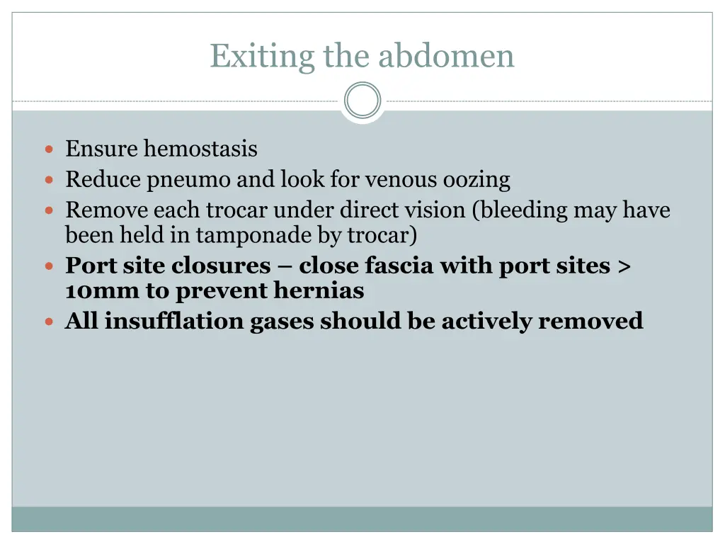 exiting the abdomen