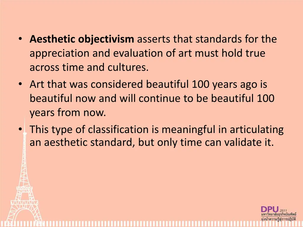 aesthetic objectivism asserts that standards