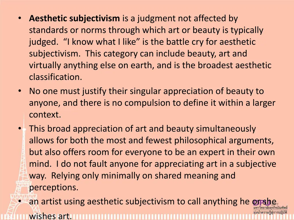 aesthetic subjectivism is a judgment not affected