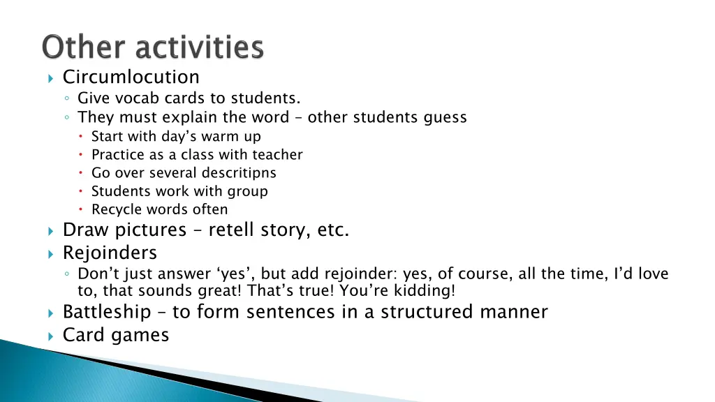 circumlocution give vocab cards to students they