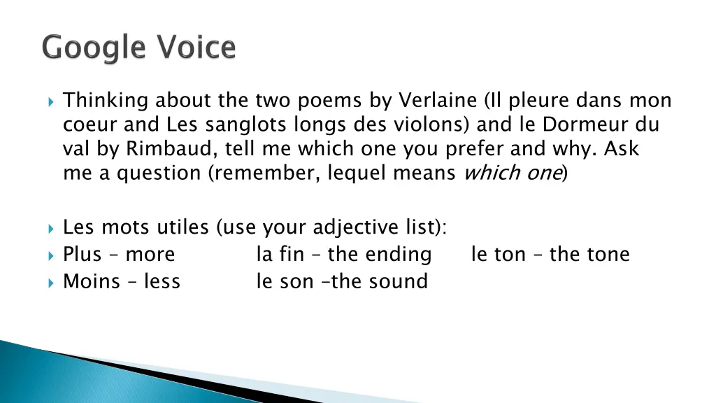 thinking about the two poems by verlaine