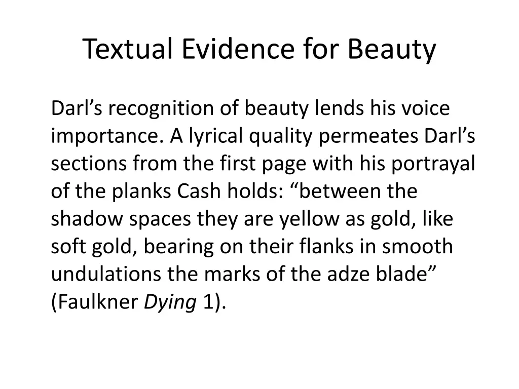 textual evidence for beauty