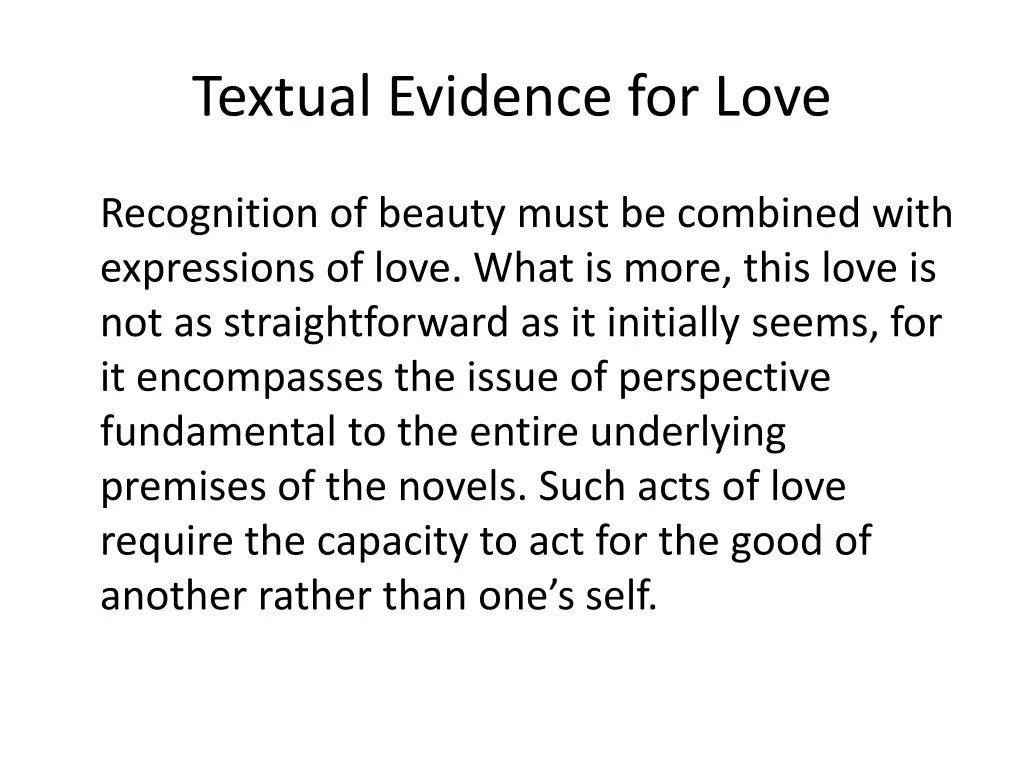 textual evidence for love