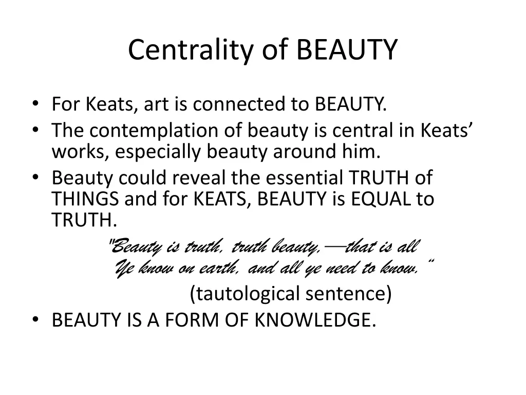 centrality of beauty