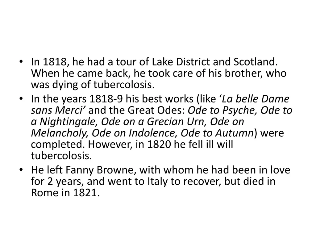 in 1818 he had a tour of lake district