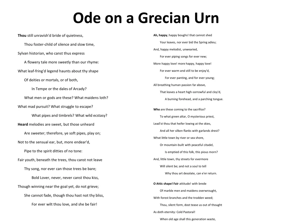 ode on a grecian urn