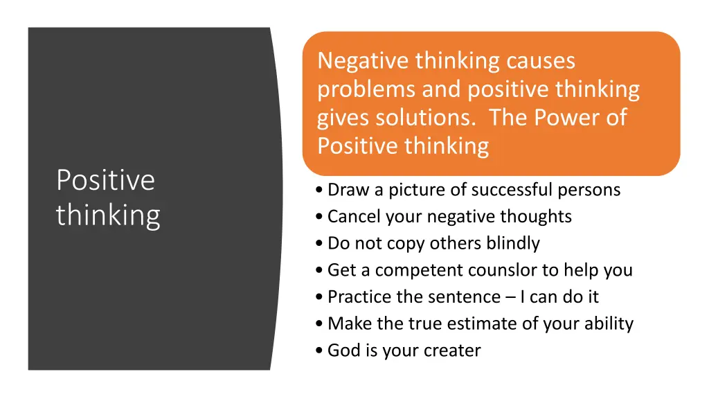 negative thinking causes problems and positive