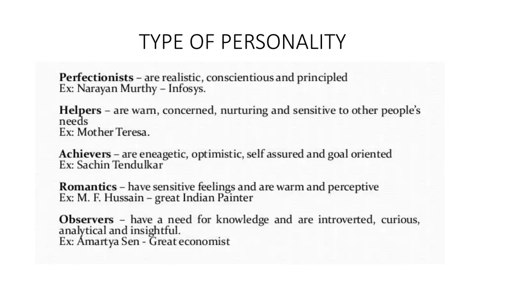 type of personality