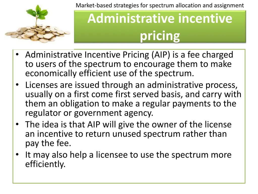 market based strategies for spectrum allocation 9