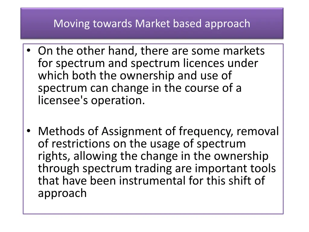 moving towards market based approach 1