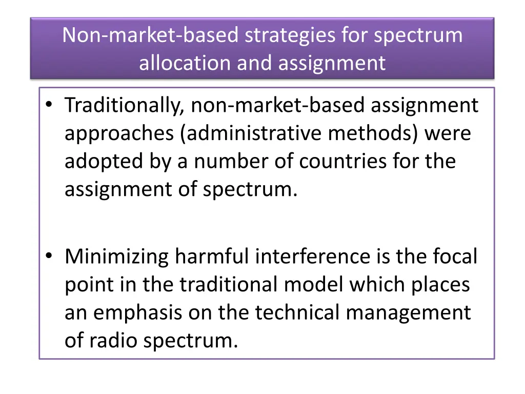 non market based strategies for spectrum