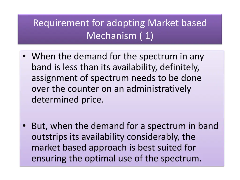 requirement for adopting market based mechanism 1