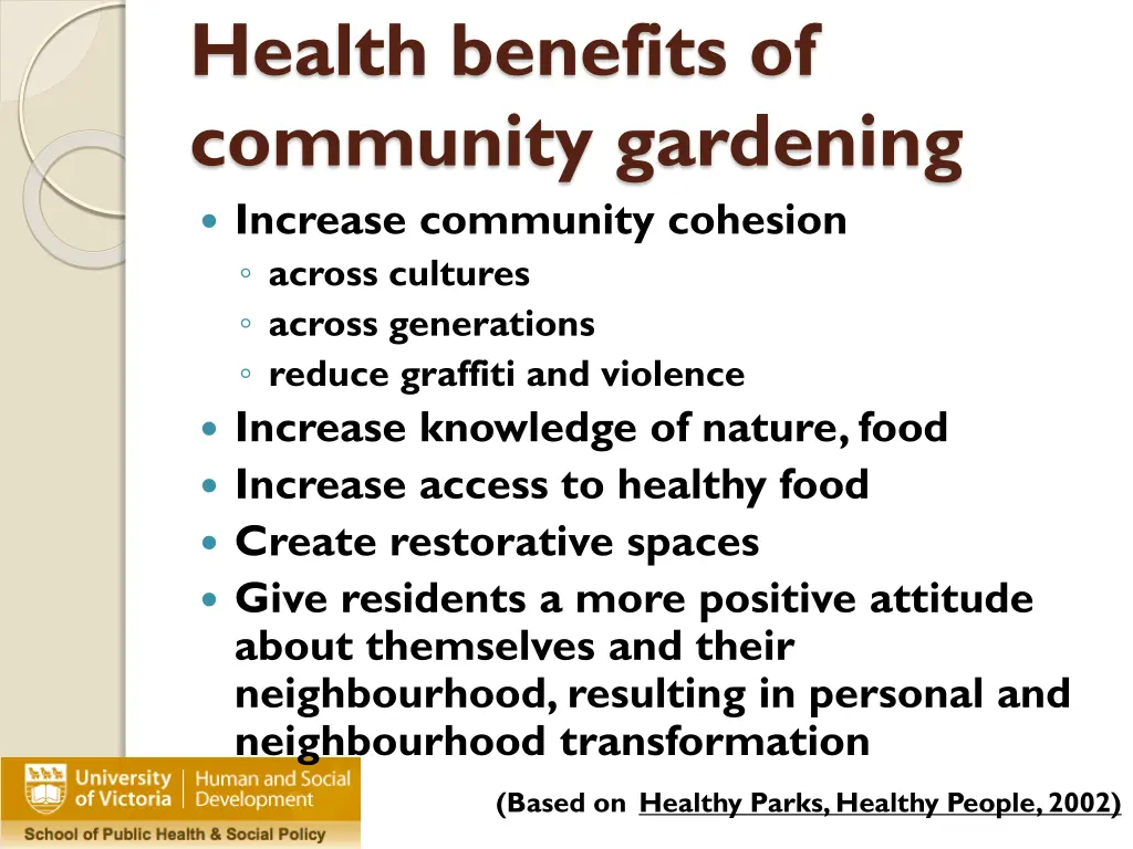 health benefits of community gardening increase